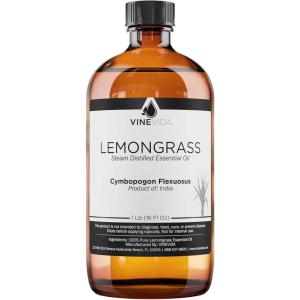 imageVINEVIDA Lemongrass Essential Oil 16 oz  Undiluted Lemongrass Oil 16 oz  Lemongrass Candle Oil Scent  DIY Candle Scents for Candlemaking  Bulk Essential Oil for Soap Making Safe for Skin